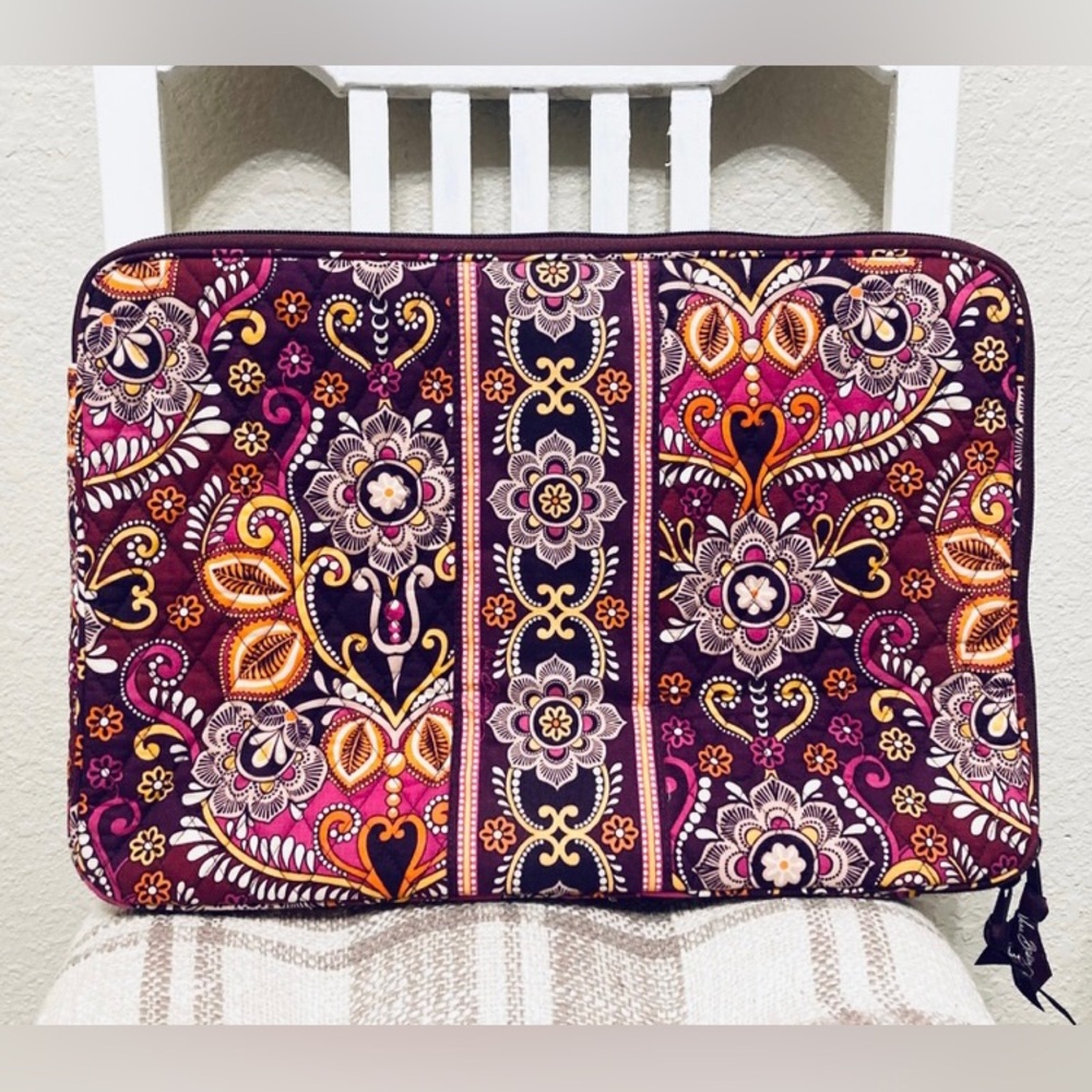 Vera Bradley Safari Sunset Laptop Computer Sleeve Cover Quilted Purple Orange